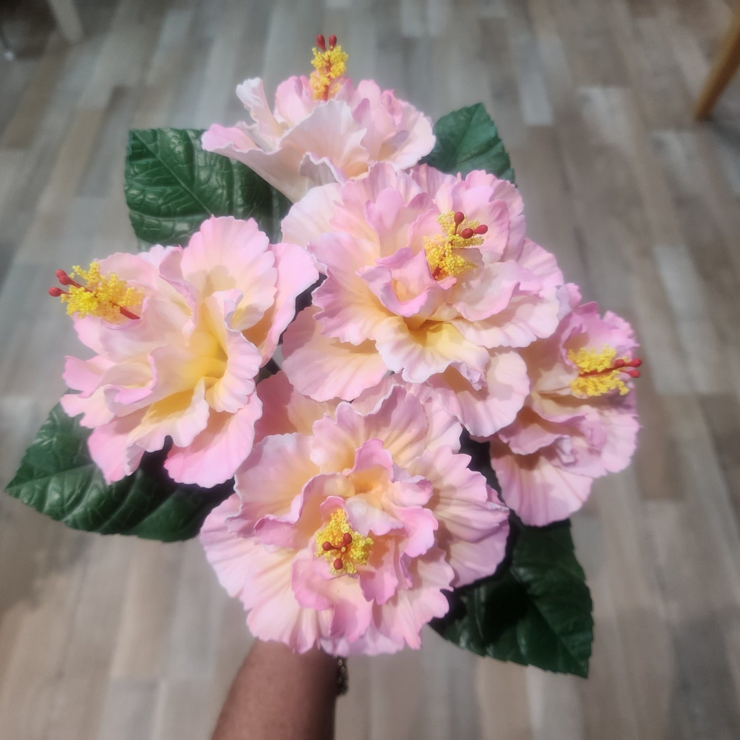 Hibiscus Pink Triple Petal 12.5cm- Realistic artificial Flowers