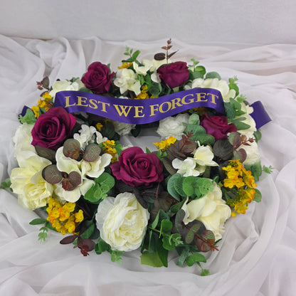 Wreath in Burgundy, White and Yellow