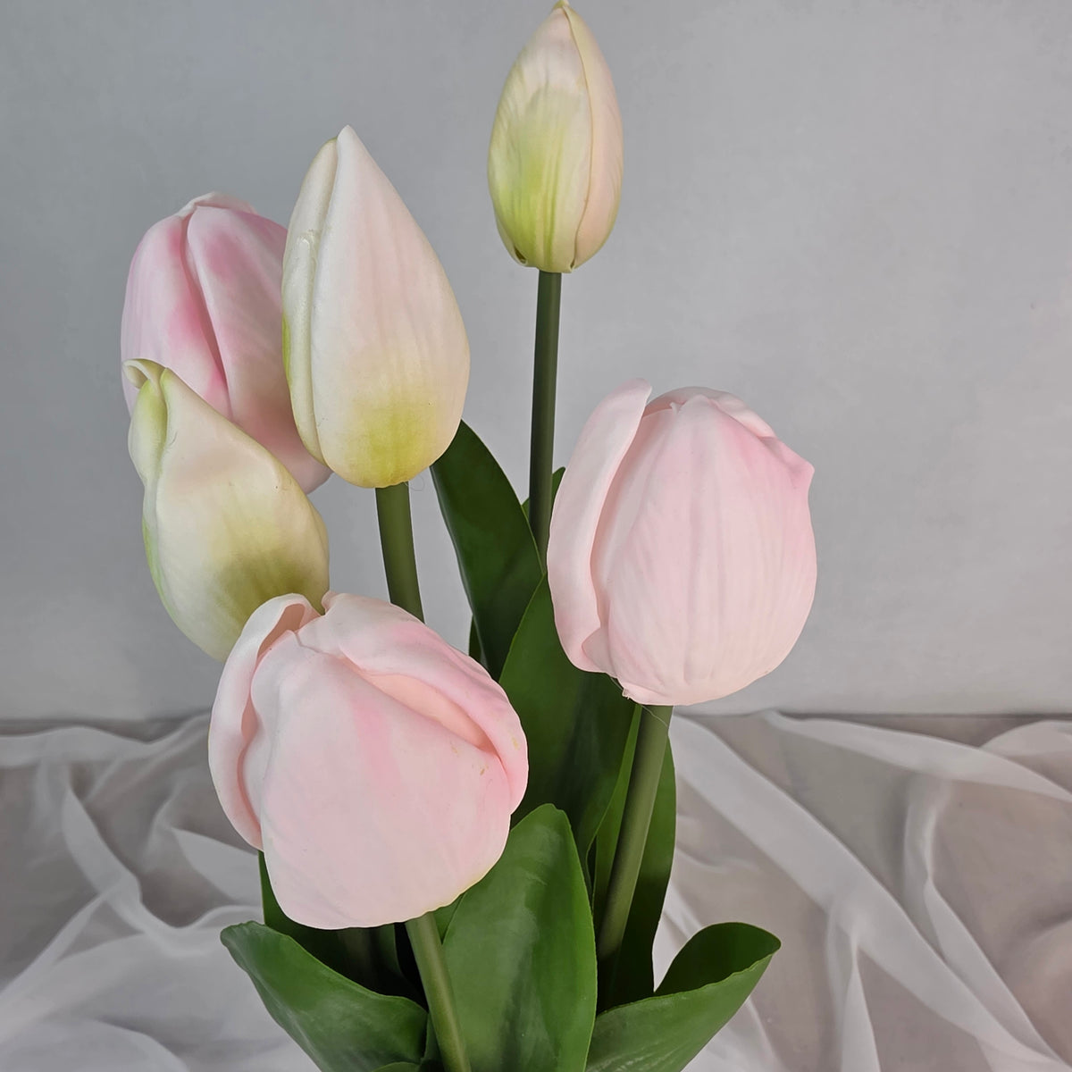 Light Pink Tulip Real Touch Bud and Bloom -Realistic Artificial Flowers