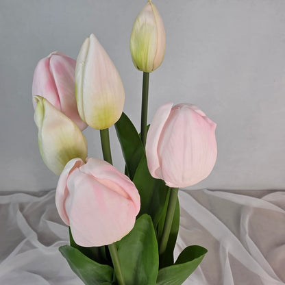 Light Pink Tulip Real Touch Bud and Bloom -Realistic Artificial Flowers