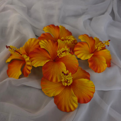 Bright Orange/Yellow Hibiscus 11.5 cm Flowerhead