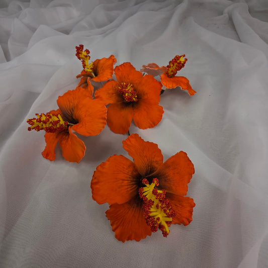 Orange Hibiscus 8 cm Flowerhead