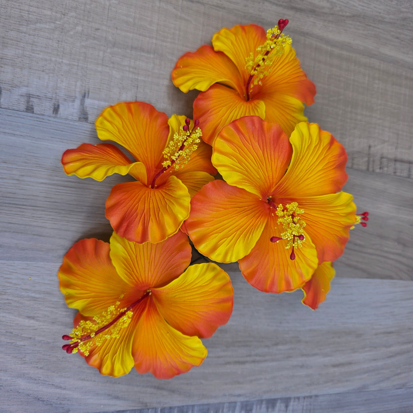 Bright Orange/Yellow Hibiscus 11.5 cm Flowerhead