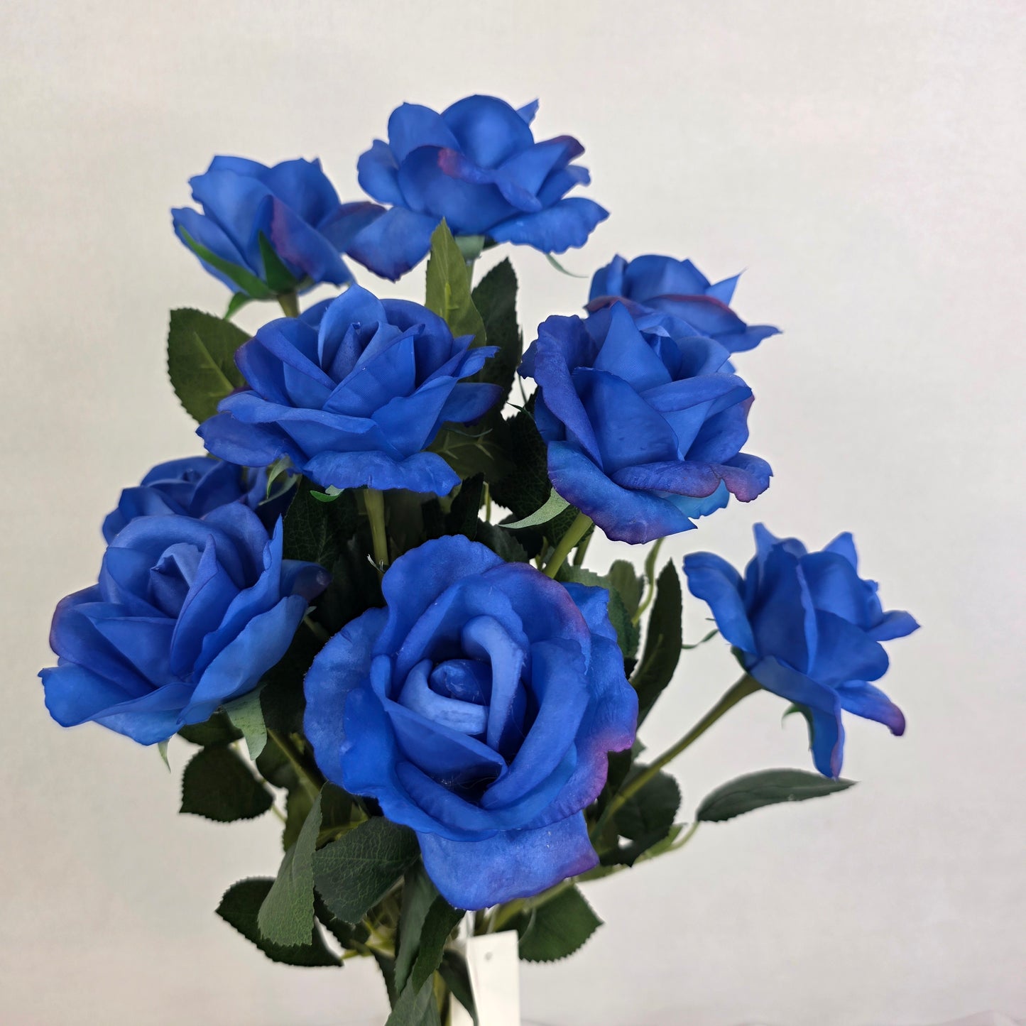 Deep Blue Real Touch Open Bloom Rose - Realistic Artificial Flowers