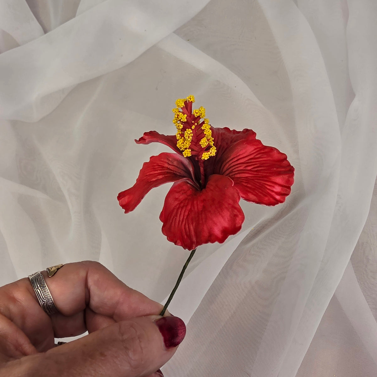 Dark Red Hibiscus 8cm Flowerhead