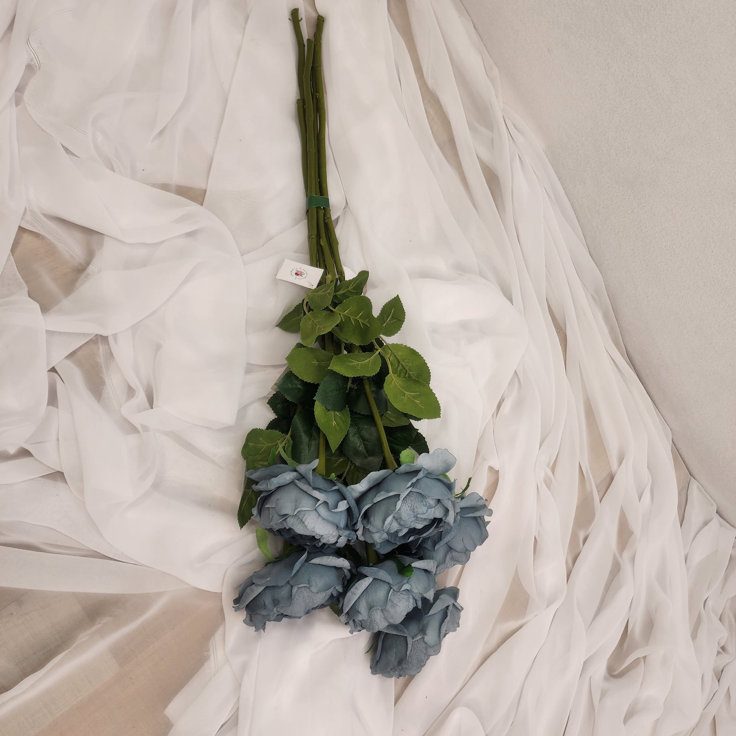 Duck Egg Blue David Austin Half Bloom Real Touch Rose - Realistic Artificial Flowers