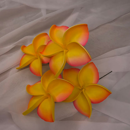 Hot Pink and Yellow Frangipani 11.5cm Flowerhead