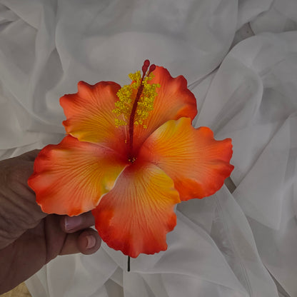 Bright Orange Hibiscus 11.5 cm Flowerhead