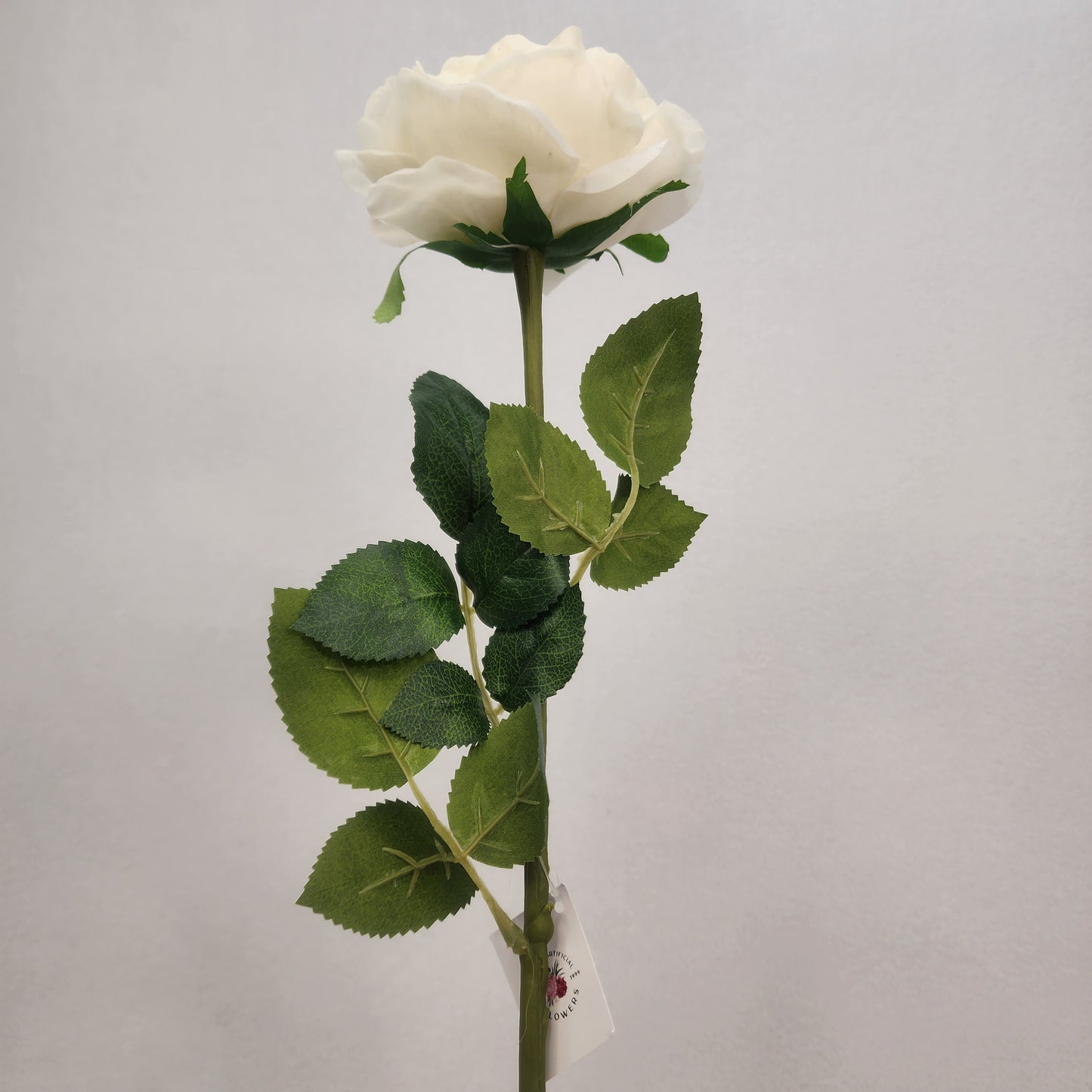 White David Austin Half Bloom Real Touch Rose - Realistic Artificial Flowers