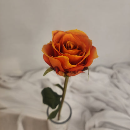 Burnt Orange Artificial Silk Rose Stem