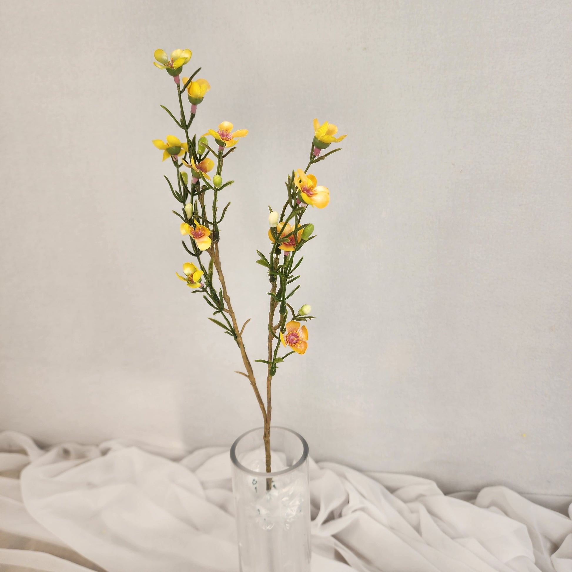 Wax Flower Spray Yellow - Realistic Artificial Flowers