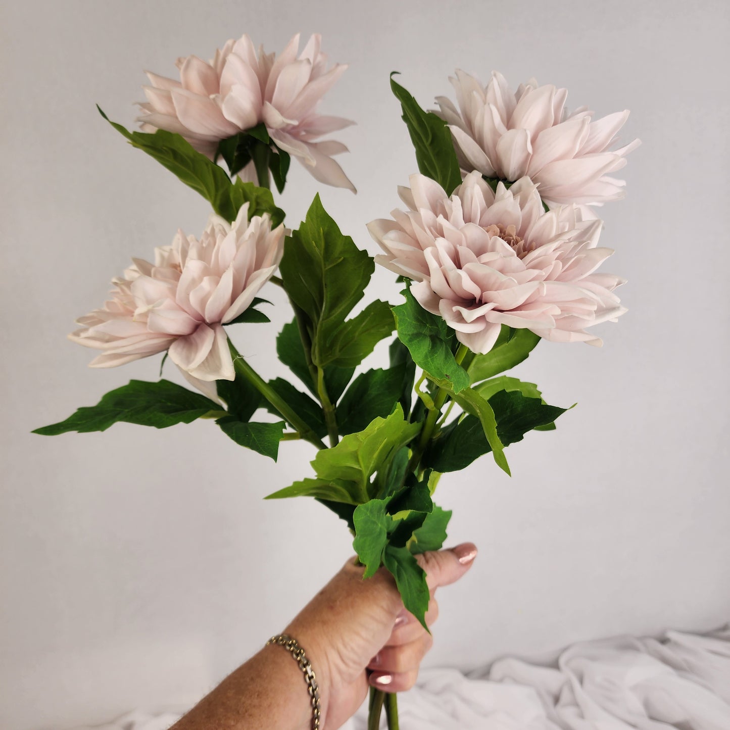 Light Pink Real Touch Dahlias-Realistic Artificial Flowers