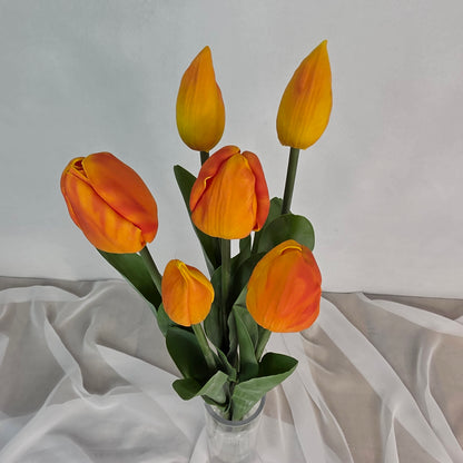 Orange Tulip Real Touch Bud and Bloom -Realistic Artificial Flowers