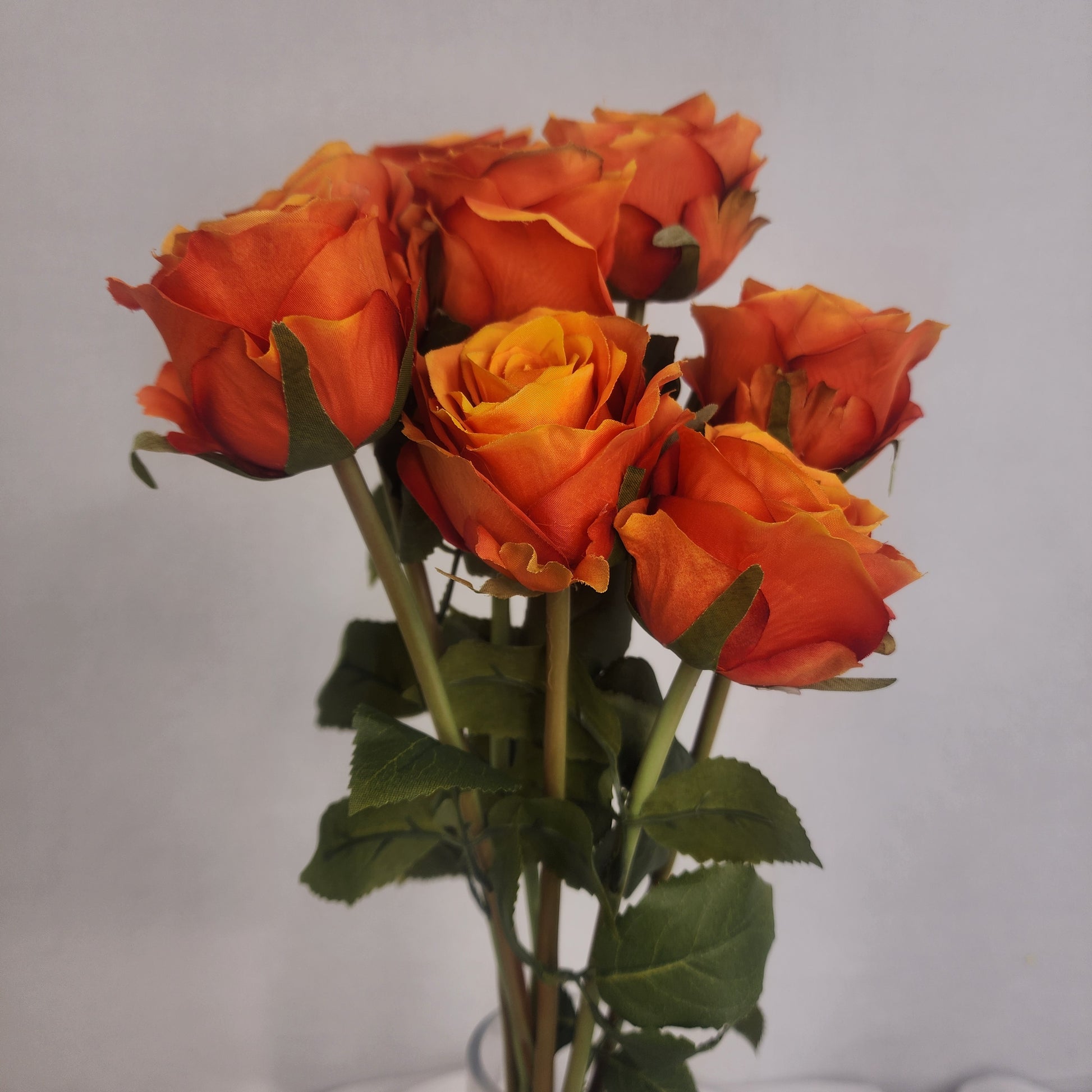 Burnt Orange Artificial Silk Rose Stem