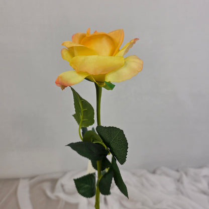 Tangerine Real Touch Open Bloom Rose - Realistic Artificial Flowers