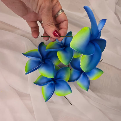 Blue/Lime Frangipani 11.5cm Flowerhead