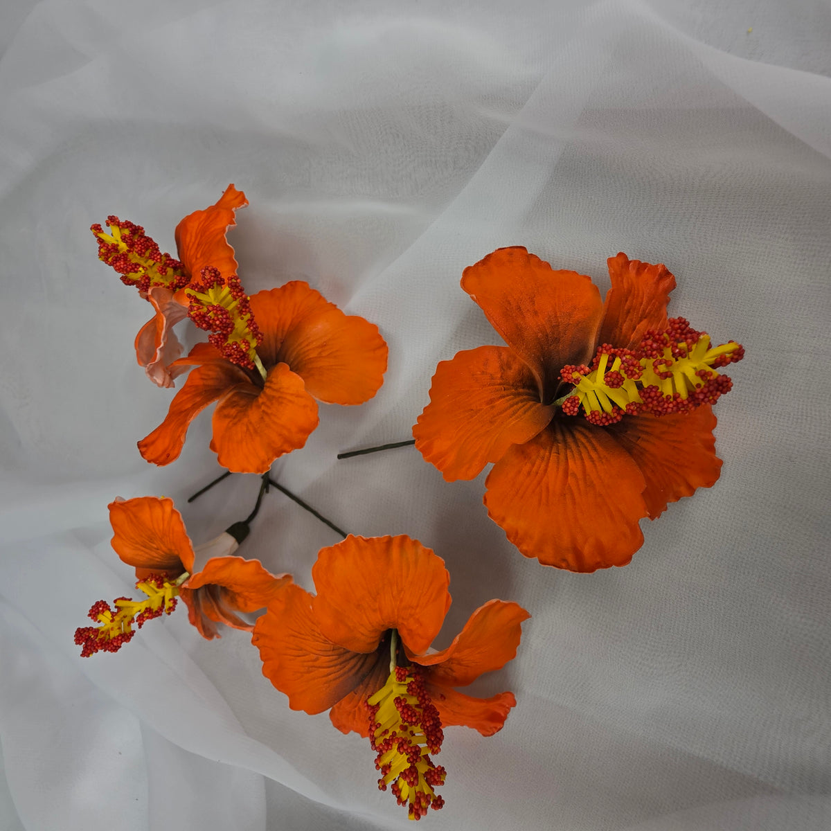 Orange Hibiscus 8 cm Flowerhead