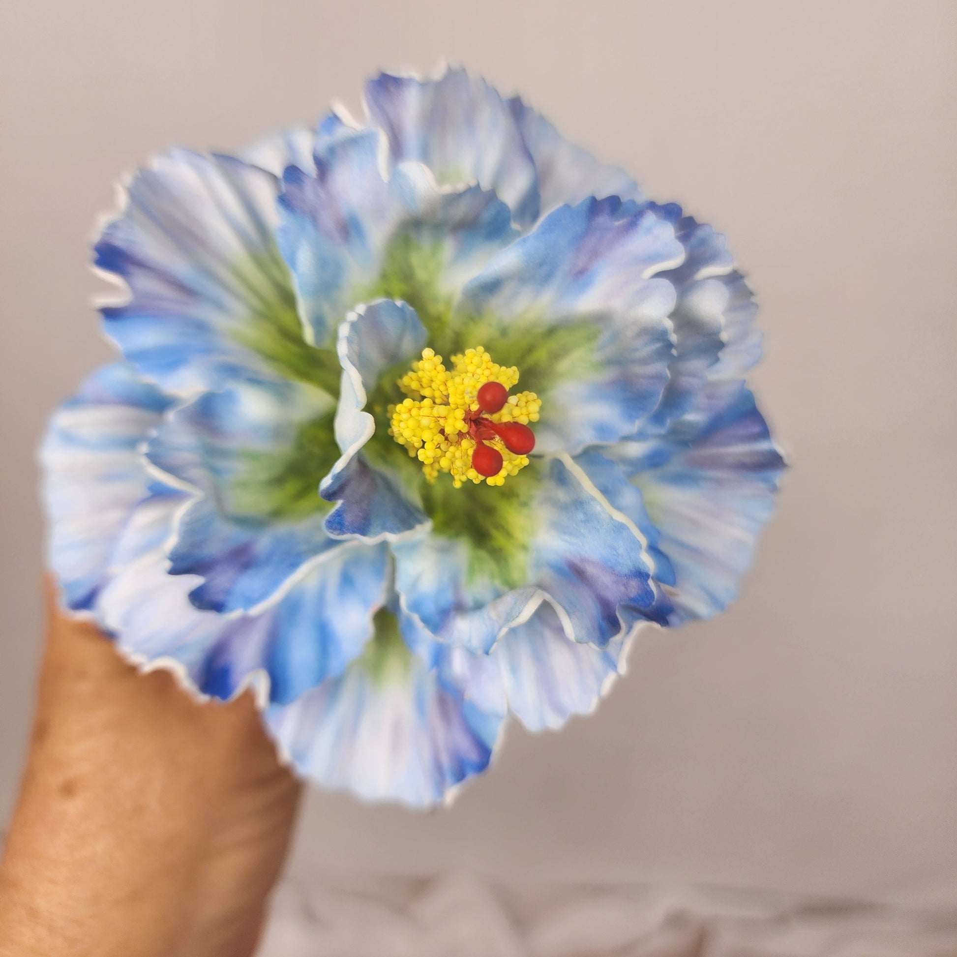 Hibiscus Light Blue Triple Petal  Exotic 12.5cm- Realistic artificial Flowers