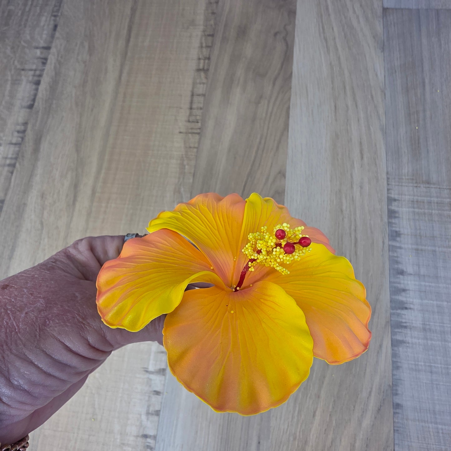 Peach Hibiscus 11.5 cm Flowerhead