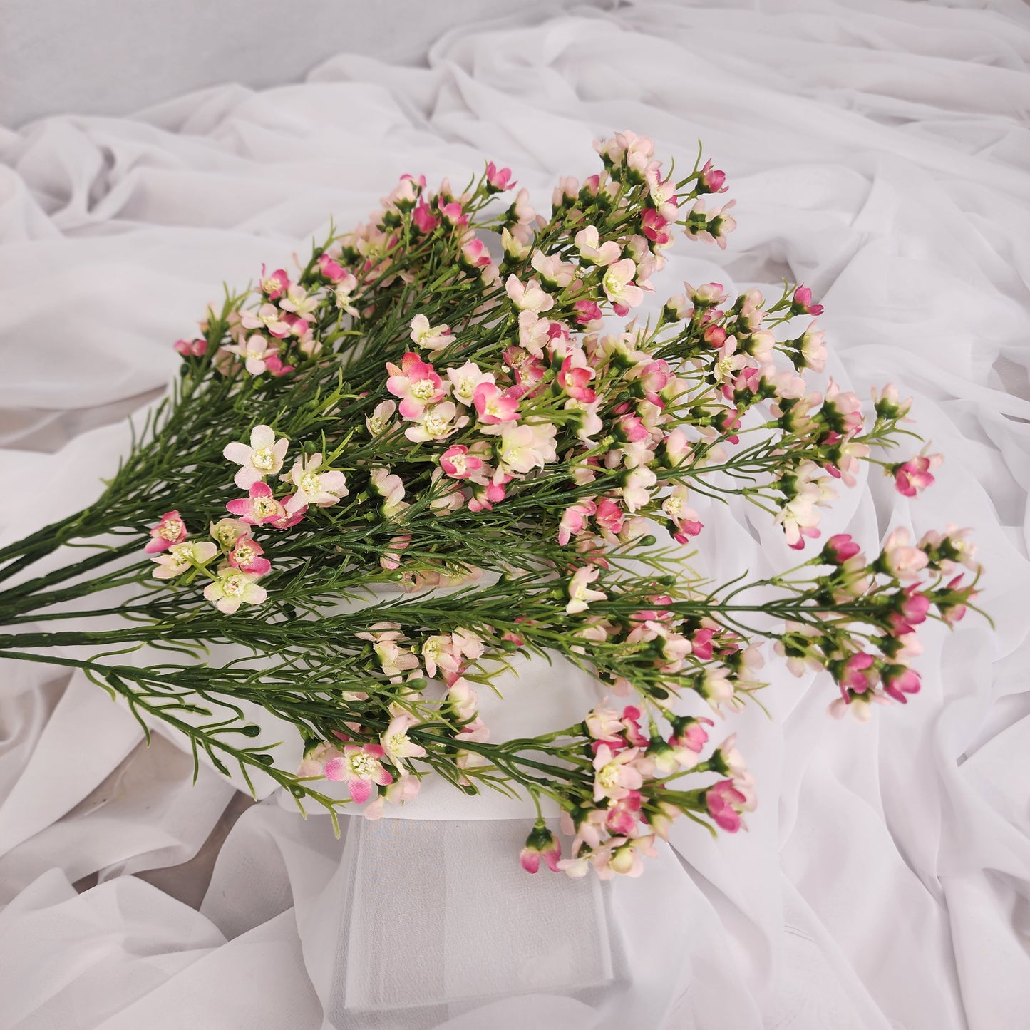 Wax Flower Spray Pale Pink - Realistic Artificial Flowers