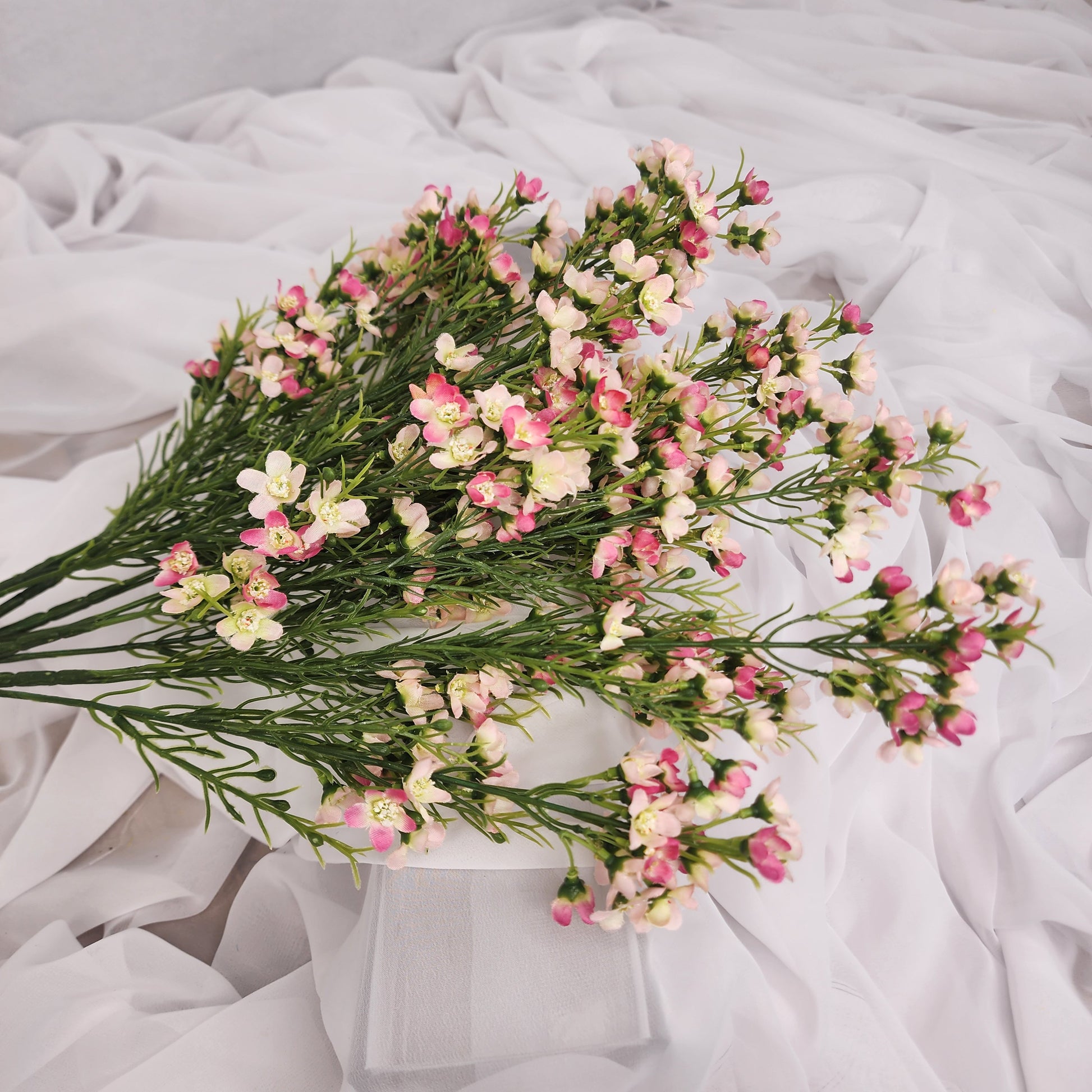Wax Flower Spray Pale Pink - Realistic Artificial Flowers