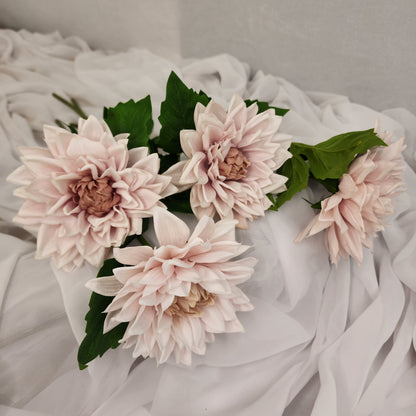 Light Pink Real Touch Dahlias-Realistic Artificial Flowers