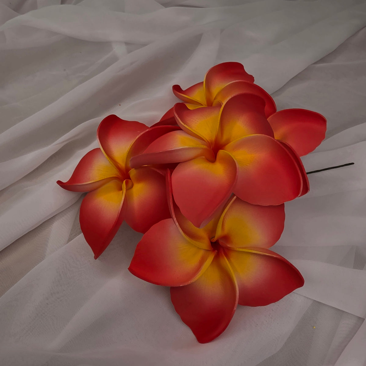 Coral and Yellow Frangipani 11.5cm Flowerhead