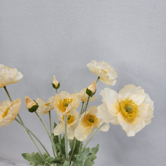 Pale Peach Iceland Poppies - Realistic Artificial Flowers