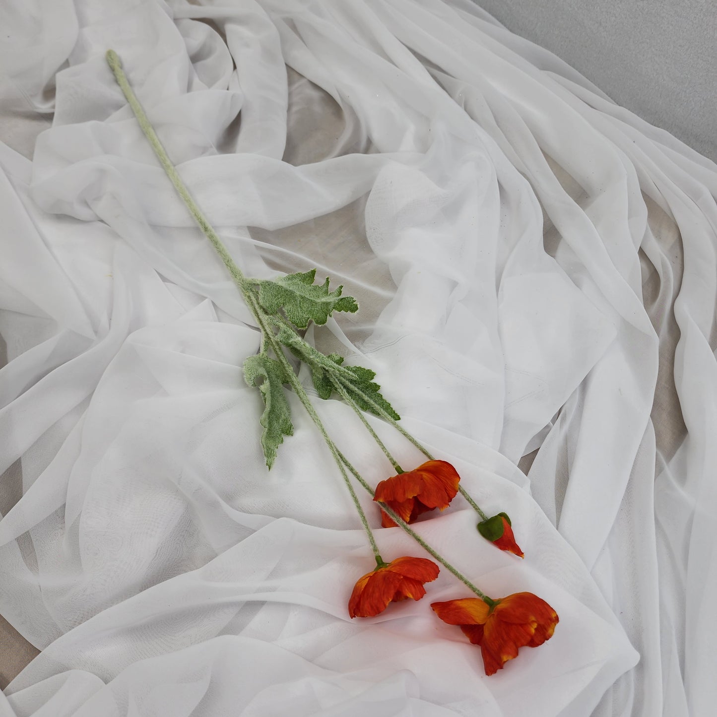 Icelandic Burnt Orange Poppies - Realistic Artificial Flowers