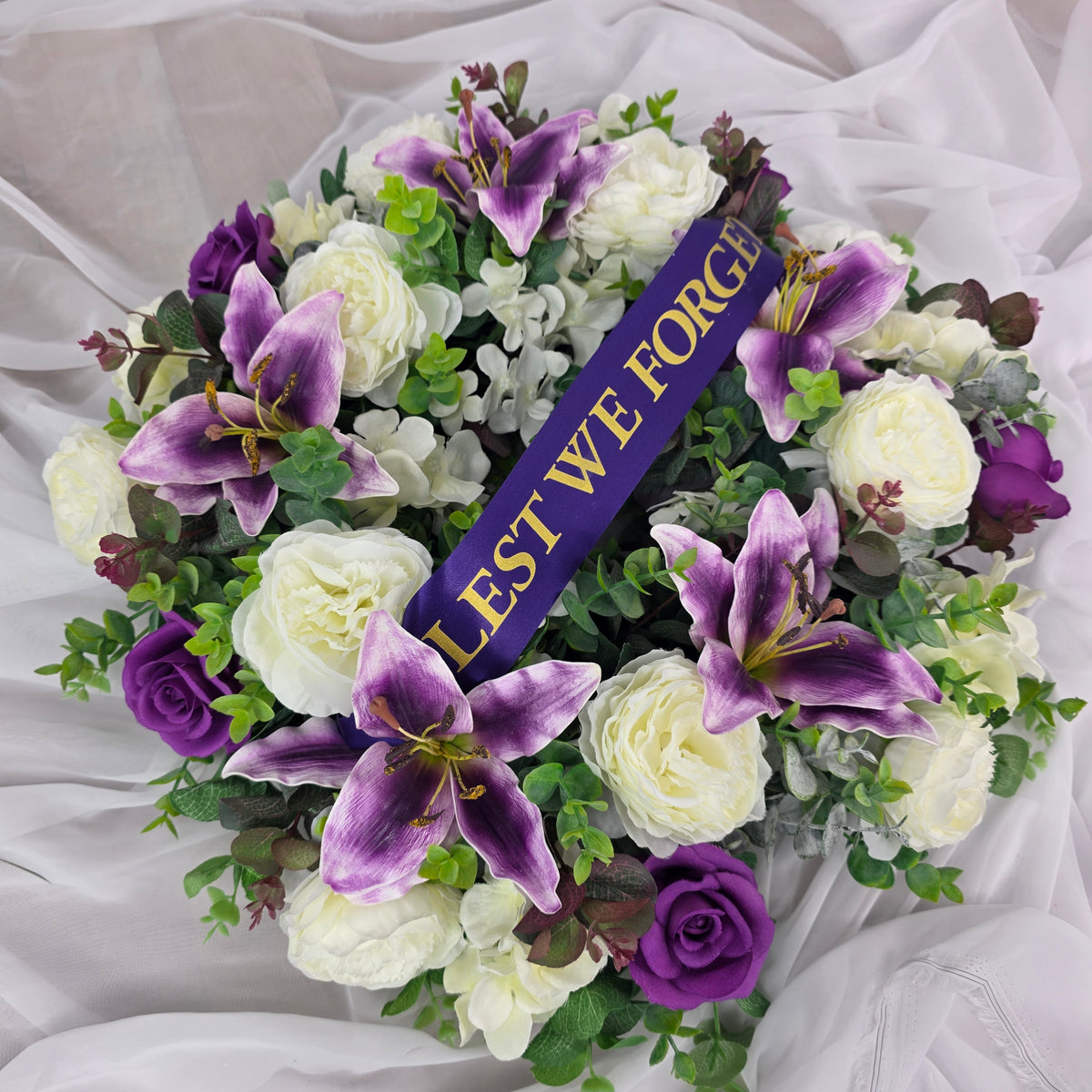 Wreath in Purple and White