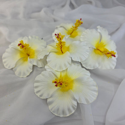 White/Yellow Hibiscus 11.5 cm Flowerhead