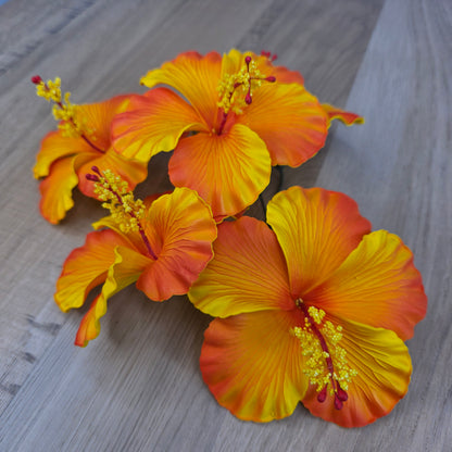 Bright Orange/Yellow Hibiscus 11.5 cm Flowerhead