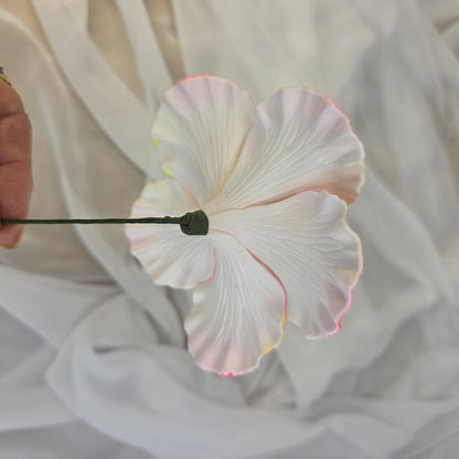 Neon Pink/Yellow Hibiscus Shimmery 11.5 cm Flowerhead