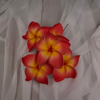 Coral and Yellow Frangipani 11.5cm Flowerhead