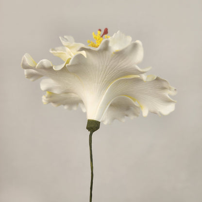 White /Yellow Double Hibiscus 11cm- Realistic artificial Flowers