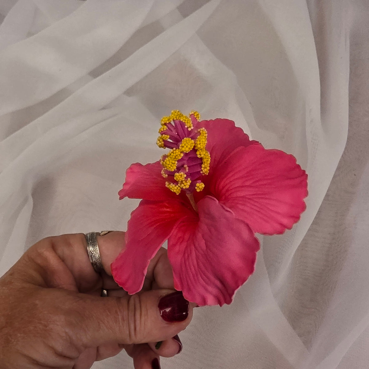 Pink Hibiscus 8cm Flowerhead