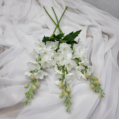 White Small Real Touch Delphinium - Realistic Artificial Flowers
