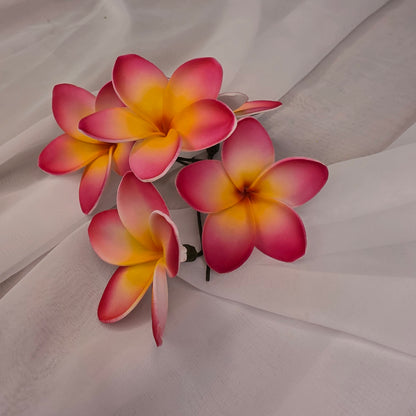 Dark Pink/White/Yellow Frangipani 7cm Flowerhead
