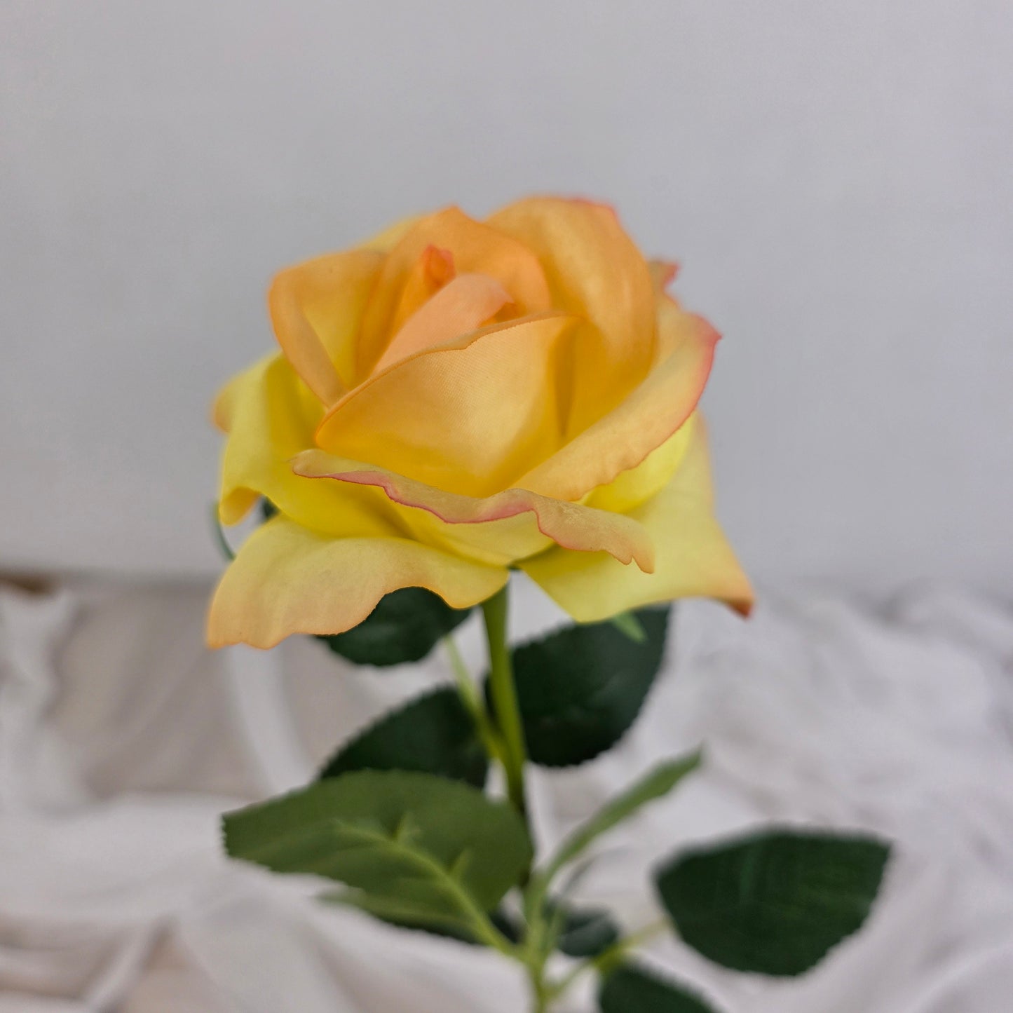 Tangerine Real Touch Open Bloom Rose - Realistic Artificial Flowers