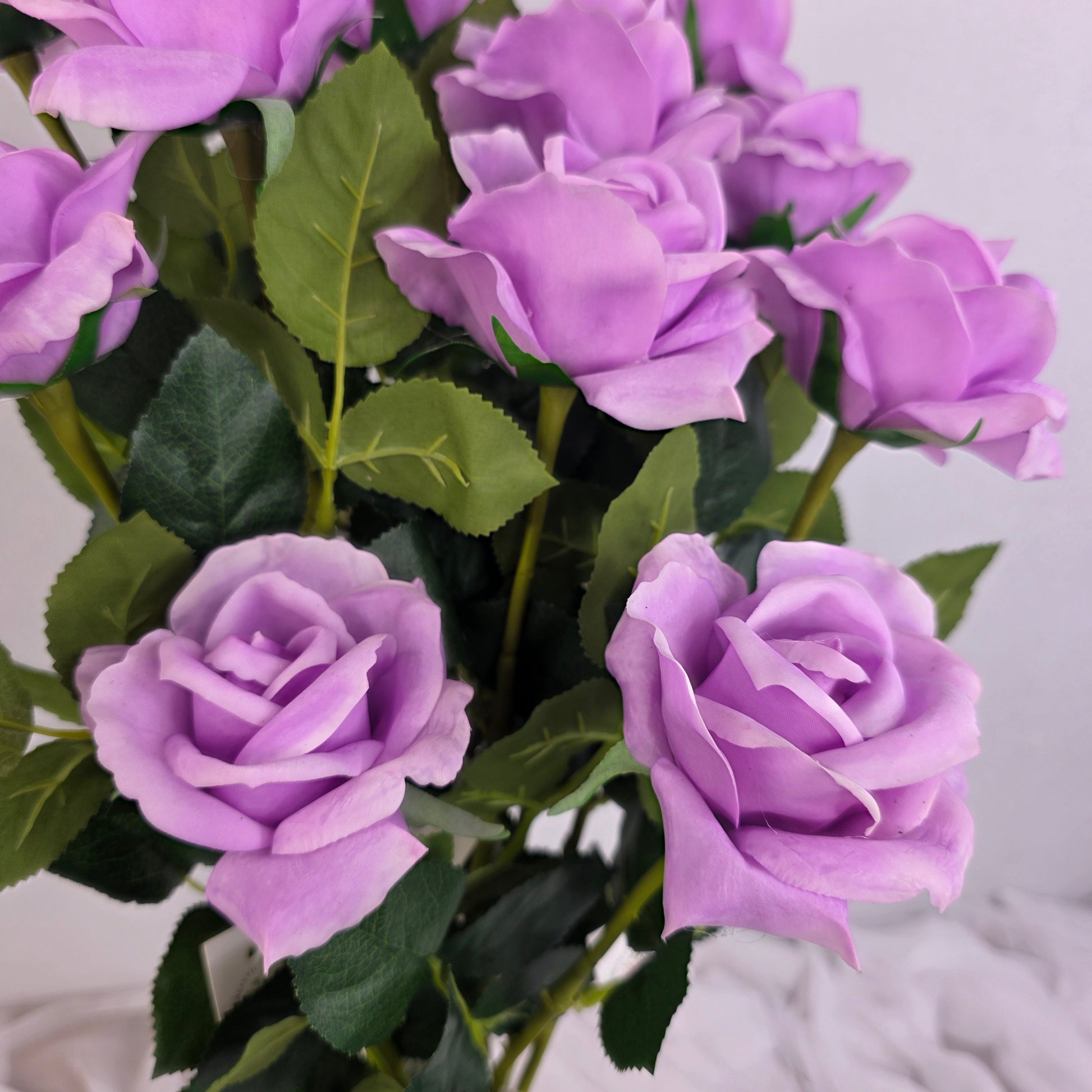 Lilac Real Touch Open Bloom Rose - Realistic Artificial Flowers