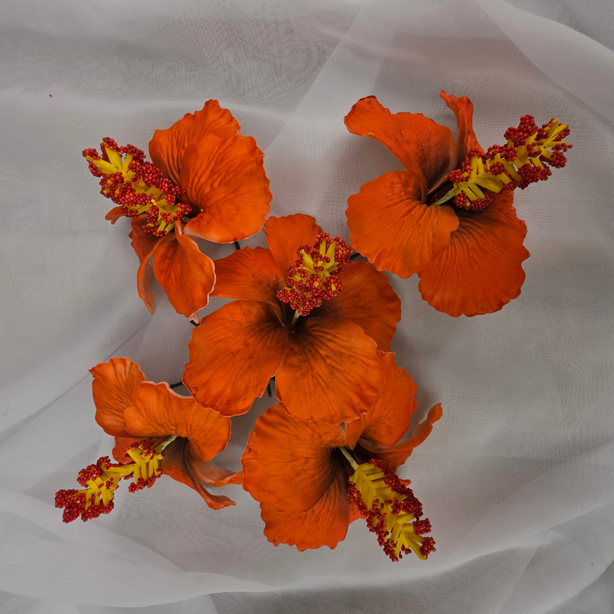 Orange Hibiscus 8 cm Flowerhead