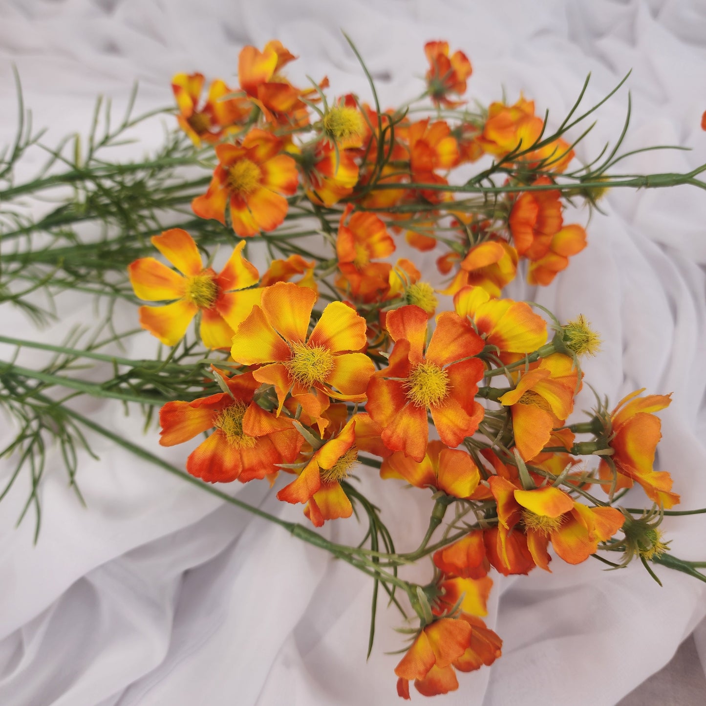 Orange Mini Cosmos Spray - Realistic Artificial Flowers