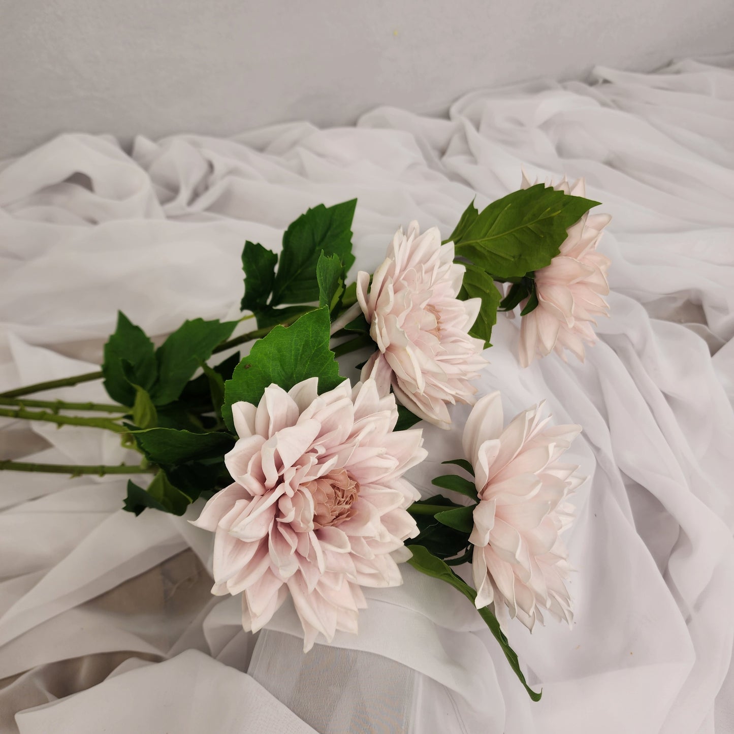 Light Pink Real Touch Dahlias-Realistic Artificial Flowers