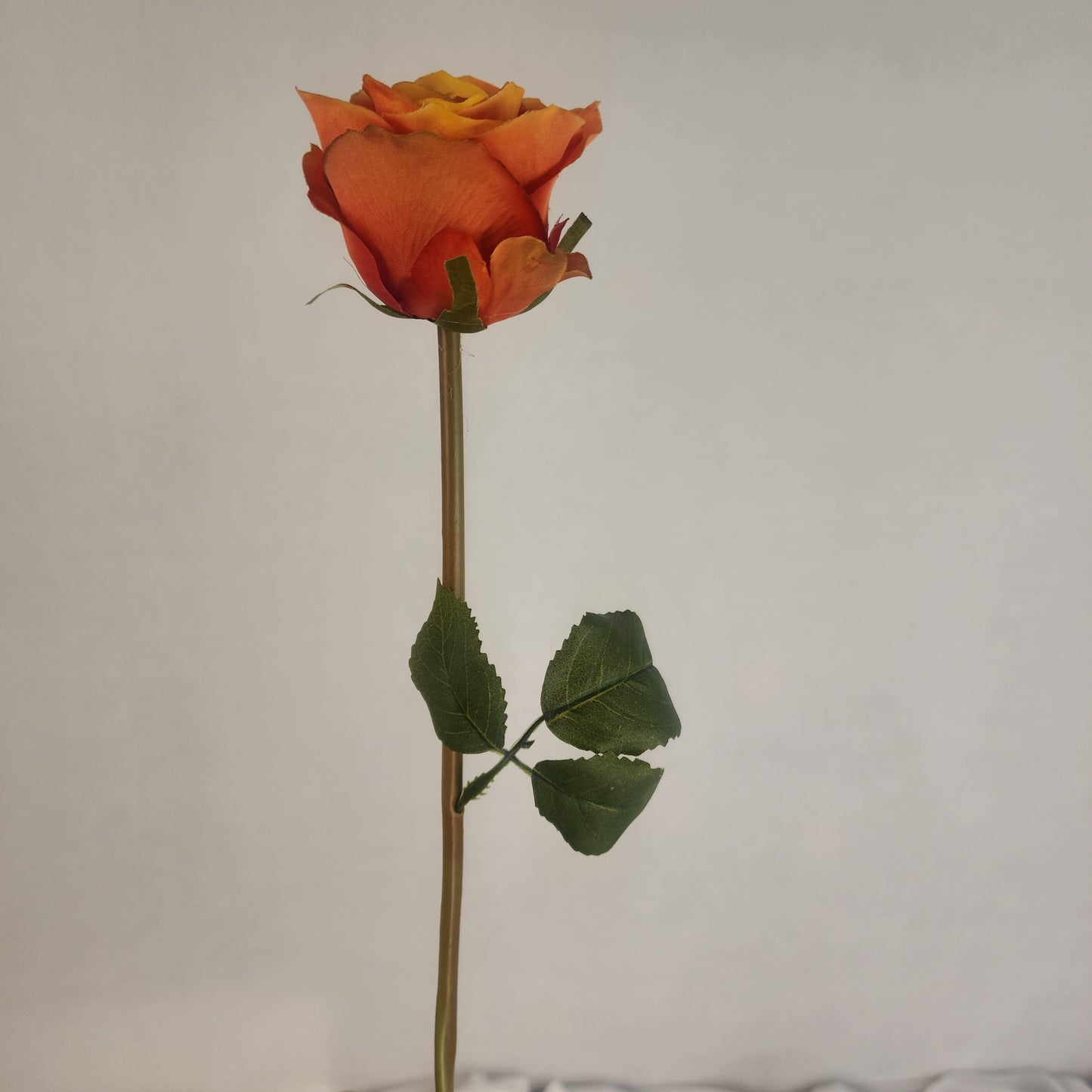 Burnt Orange Artificial Silk Rose Stem