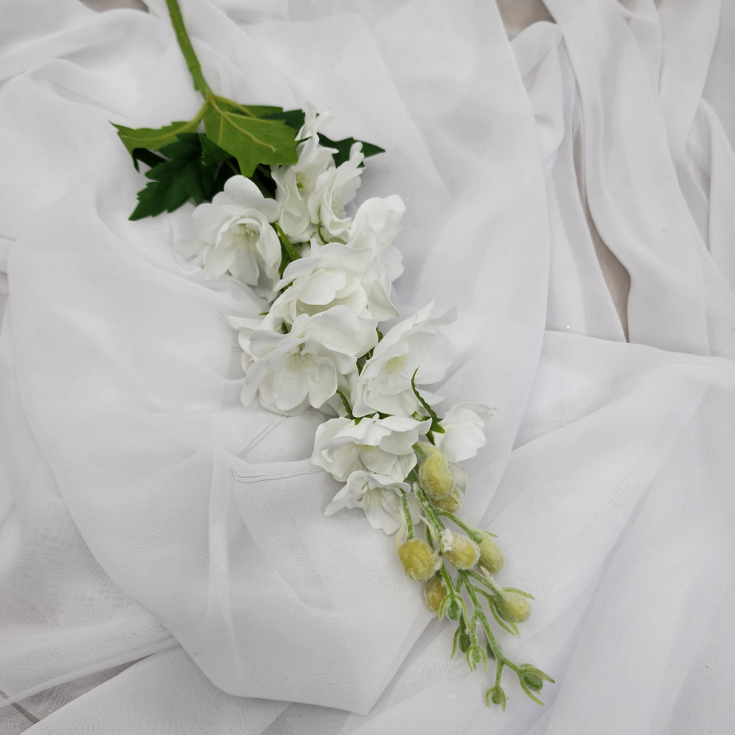White Small Real Touch Delphinium - Realistic Artificial Flowers