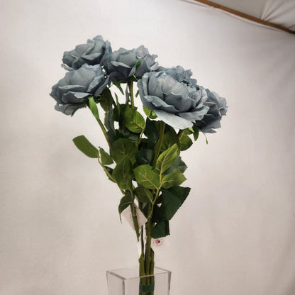Duck Egg Blue David Austin Half Bloom Real Touch Rose - Realistic Artificial Flowers