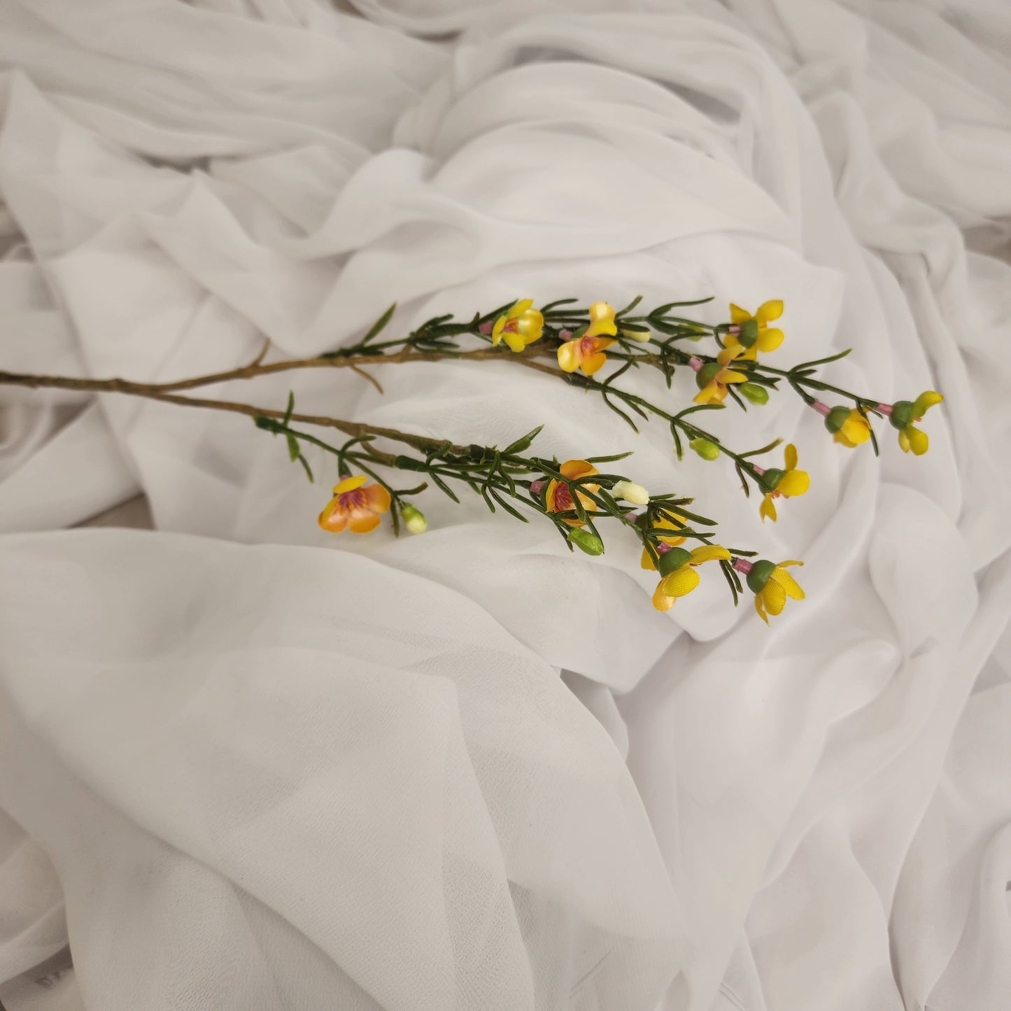 Wax Flower Spray Yellow - Realistic Artificial Flowers