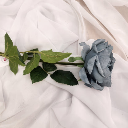 Duck Egg Blue David Austin Half Bloom Real Touch Rose - Realistic Artificial Flowers