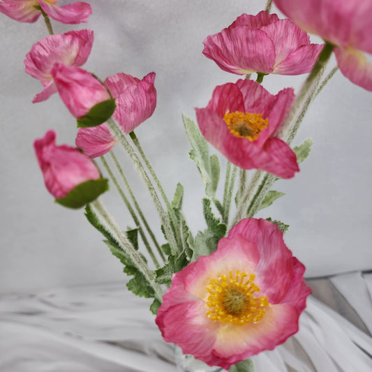 Dark Pink Iceland Poppies - Realistic Artificial Flowers