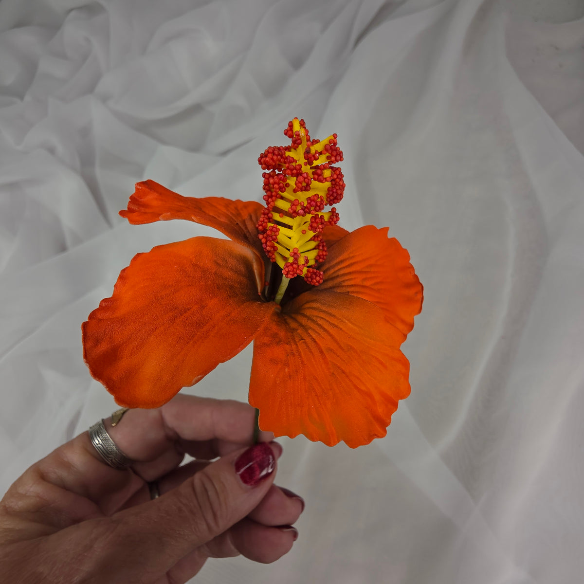 Orange Hibiscus 8 cm Flowerhead